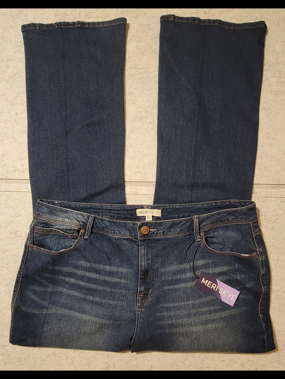NWT Meri Skye High Rise Dark Wash Bootcut Stretch Jeans Plus Size 24W